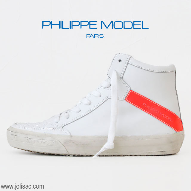 Philippe Mpdel フィリップモデル　レディース　ハイカットスニーカー　ホワイト×ピンク