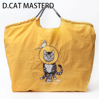 ballandchain ボールアンドチェーン エコバッグ 大きめ Lサイズ コンパクト 畳める ギフト エコ ショッピングバッグ 可愛い 猫 マスタード