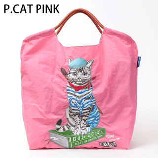 ball&chain ボールアンドチェーン Mサイズ エコバッグ 刺繍 折りたたみ コラボ P.CAT ネコ ピンク