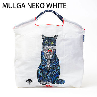 ball&chain ボールアンドチェーン エコバッグ 刺繍 折畳 MULGA コラボ ネコ サニー ホワイト