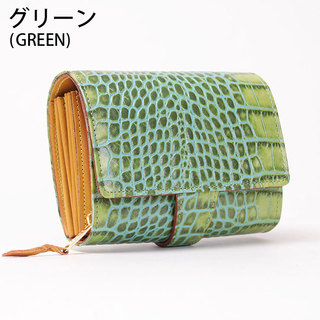 isola アイソラ 財布 ジャバラ小 ベルト コロコロ 厚み 型押し カーリ2 正規品 日本製 グリーン