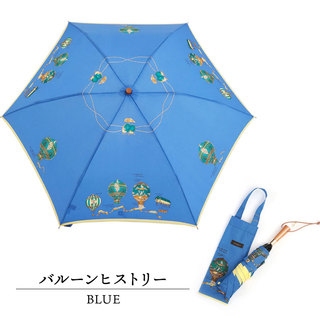 マニプリ manipuri 傘 折傘 晴雨兼用 日傘 日よけ 梅雨 お洒落 スカーフ柄 気球 バルーンヒストリー ブルー