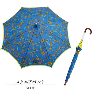 マニプリ manipuri 傘 プリント 長傘 晴雨兼用 日傘 お洒落 スクエアベルト ブルー