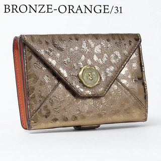サン ヒデアキ ミハラ 財布 2つ折り 本革 レオパード柄 メタリック 日本製 正規品 ブロンズ