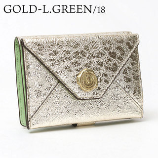 サン ヒデアキ ミハラ 財布 2つ折り 本革 レオパード柄 メタリック 日本製 正規品 ゴールド
