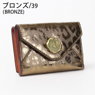 サン ヒデアキ ミハラ 財布 3つ折り 本革 レオパード柄 メタリック 日本製 正規品 ブロンズ