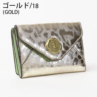 サン ヒデアキ ミハラ 財布 3つ折り 本革 レオパード柄 メタリック 日本製 正規品 ゴールド