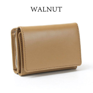 YAHKI ヤーキ 三つ折 財布 YH-207 小さい 艶感 床革 シンプル 折財布 おしゃれ ウォルナット
