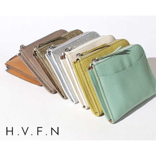 HVFN ハブファン 財布 レザー コンパクト カラフル 薄型 キャッシュレス用 ファスナー開閉 お札折る メイン画像