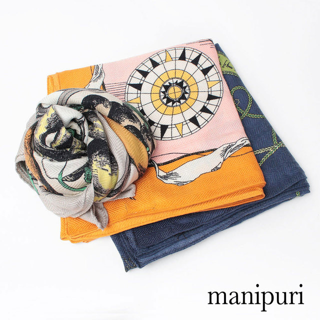 マニプリ manipuri ストール 120 冬 ウールシルク バルーン フルーツ メイン画像