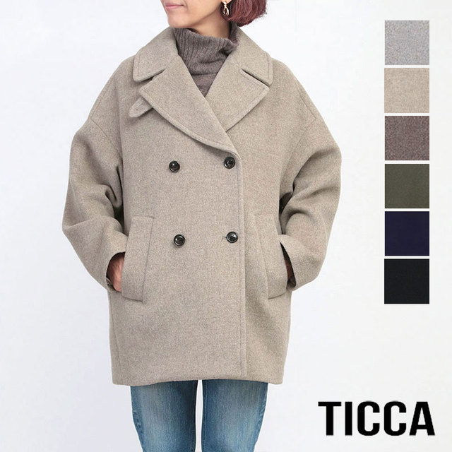 TICCA ティッカ ショートピーコート アウター TBCA-211 BLACK(ブラック 