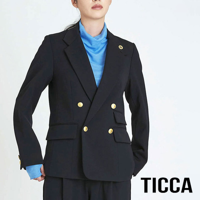TICCA：金ボタンダブルジャケット　紺ブレ