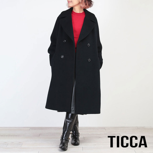 TICCA ティッカ コート プレミアム テントコート カシミアウール キュプラ ブラック 黒 限定 メイン画像