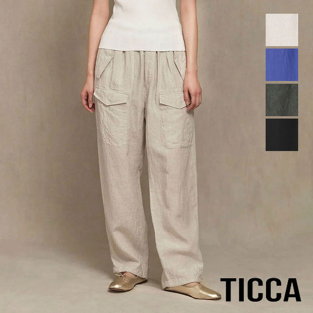 TICCA ティッカ レディース パンツ カーゴパンツ リネン シルエットきれい 大人 上質 メイン画像