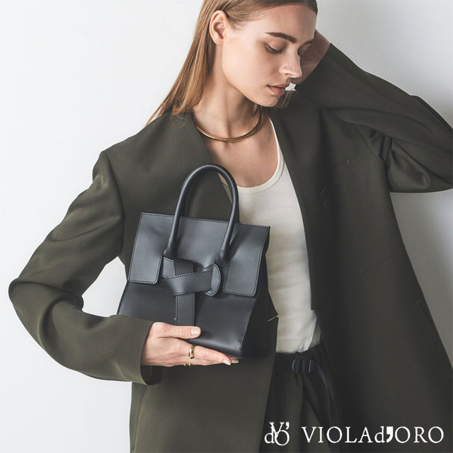 ヴィオラドーロ violadoro バッグ ミニトート ハンドバッグ かぶせ付き スプリットレザー 床革 新作