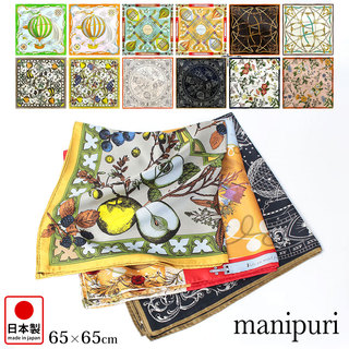 マニプリ manipuri シルク プリントスカーフ 65cm