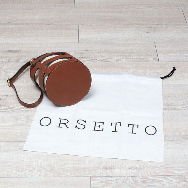 orsetto オルセット バッグ 縦型 メッシュ ショルダー 2WAY 巾着付き お洒落 洗練 レザー 底面と保存袋