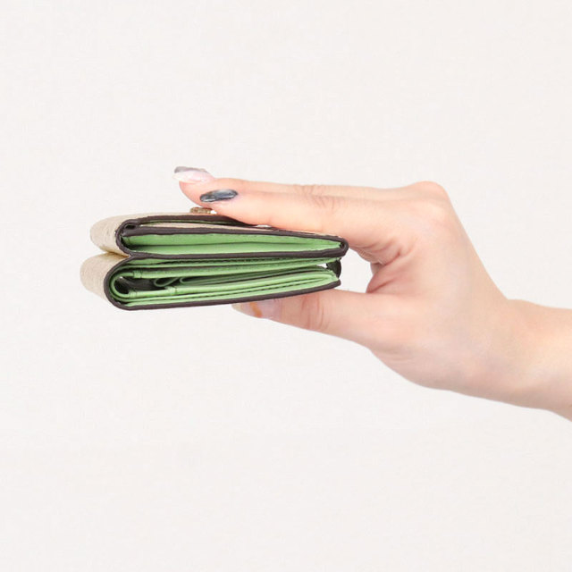サン ヒデアキ ミハラ 財布 2つ折り 本革 レオパード柄 メタリック 日本製 正規品 薄さ