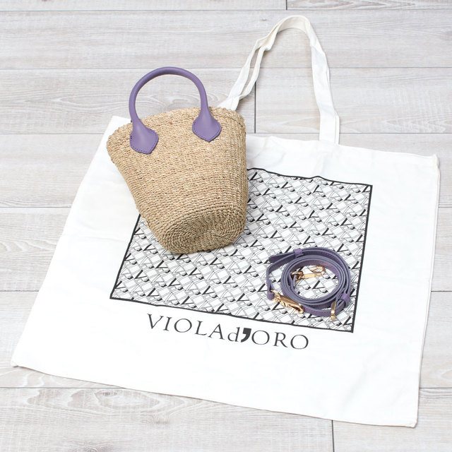 ヴィオラドーロ violadoro かごバッグ バケツ型 小ぶり ストラップ 2WAY お洒落 新作 底面と保存袋