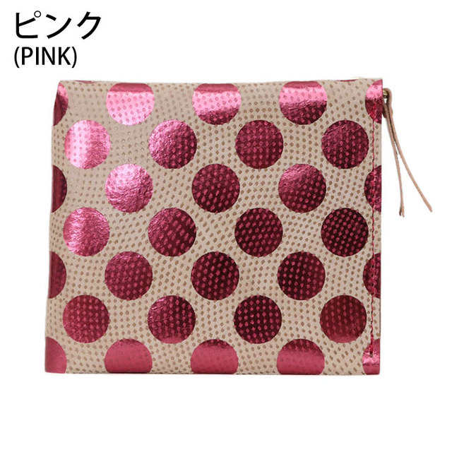 カーマイン carmine ワンウォレット 財布 薄型 簡単 折財布 ドット 水玉 人気 有吉 可愛い ピンク