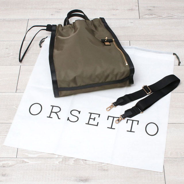 オルセット ORSETTO バッグ 2WAY 薄型 ナイロン 縦型 軽い おしゃれ 付属品