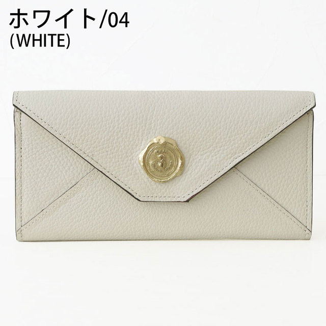 サンヒデアキミハラ sanhideakimihara 長財布 封筒型 メール シュリンク 人気 本革 シーリングスタンプ 薄型 ホワイト