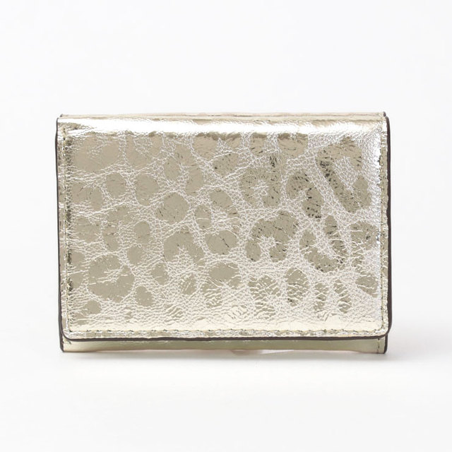 サン ヒデアキ ミハラ 財布 3つ折り 本革 レオパード柄 メタリック 日本製 正規品 背面