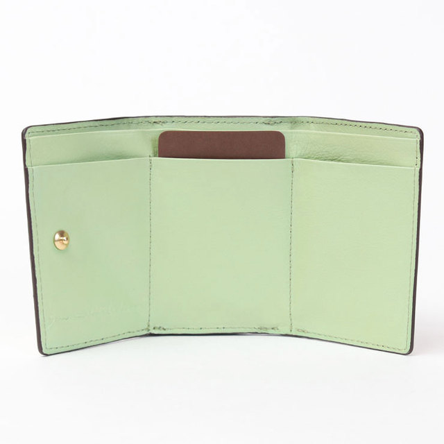 サン ヒデアキ ミハラ 財布 3つ折り 本革 レオパード柄 メタリック 日本製 正規品 内側