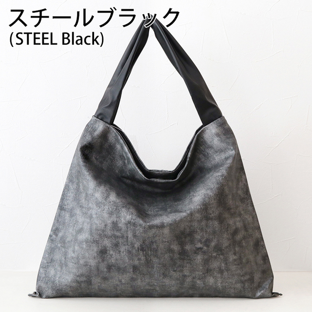 アクリリック acrylic バッグ ショルダー 2WAY 変形 軽い 大きめ 日本製 STEEL BLACK スチール ブラック