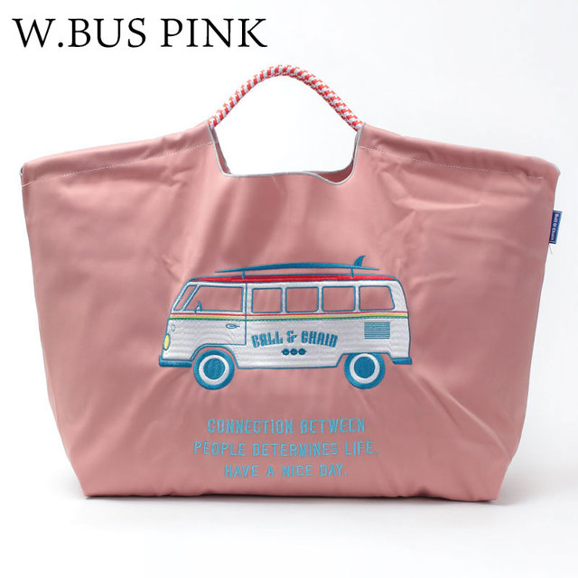 ball&chain ボールアンドチェーン ネオプレン エコバッグ Lサイズ 刺繍 新作 バス ピンク