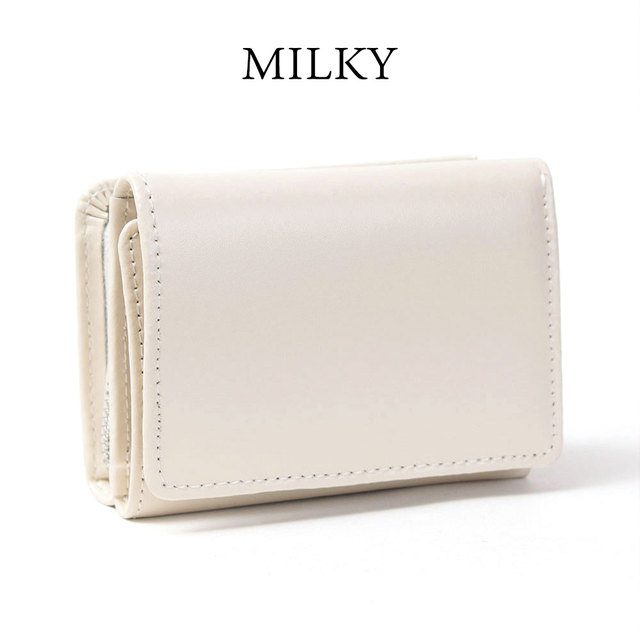 YAHKI ヤーキ 三つ折 財布 YH-207 小さい 艶感 床革 シンプル 折財布 おしゃれ ミルキー