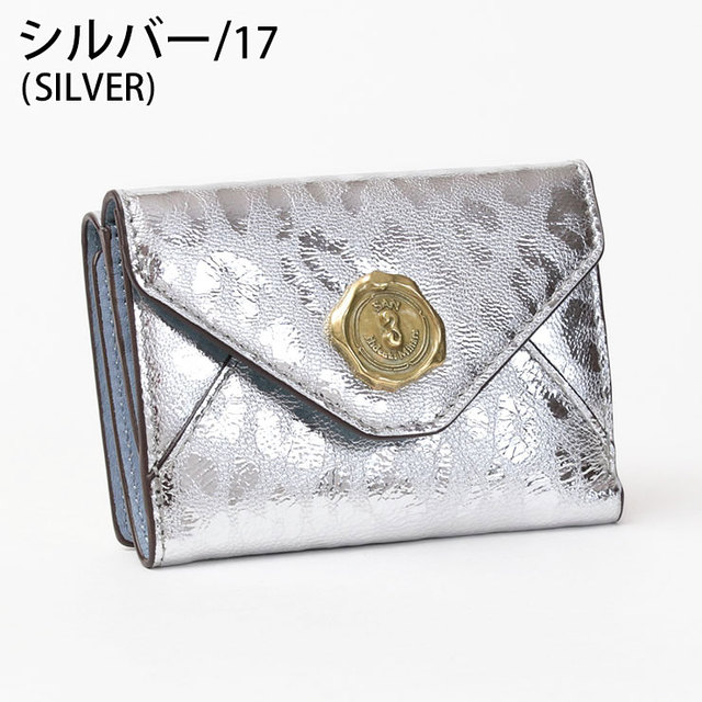 サン ヒデアキ ミハラ 財布 3つ折り 本革 レオパード柄 メタリック 日本製 正規品 シルバー