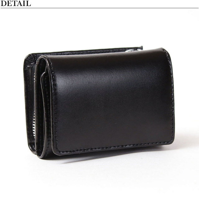 YAHKI ヤーキ 三つ折 財布 YH-207 小さい 艶感 床革 シンプル 折財布 おしゃれ 正面