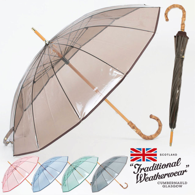 TRADITIONAL WEATHERWEAR 長傘 CLEAR UMBRELLA BAMBOO クリア ...