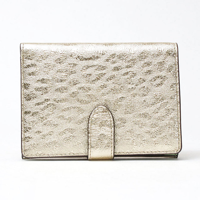 サン ヒデアキ ミハラ 財布 2つ折り 本革 レオパード柄 メタリック 日本製 正規品 背面