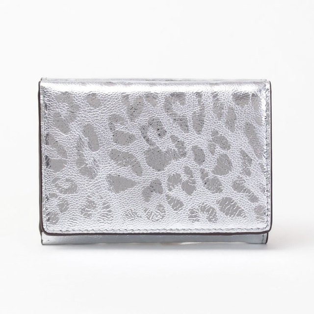 サン ヒデアキ ミハラ 財布 3つ折り 本革 レオパード柄 メタリック 日本製 正規品 背面