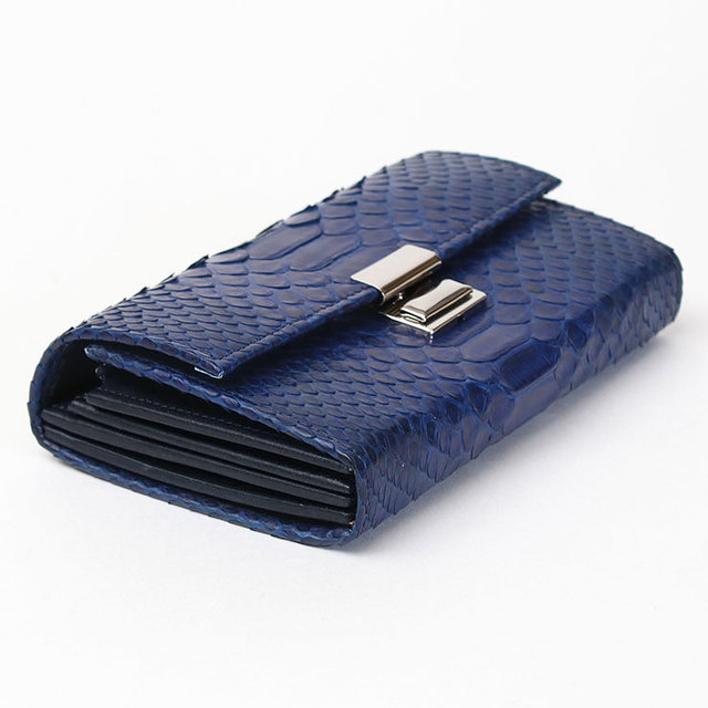 蛇革 財布 アイソラ isola 藍染 ギャルソン 小サイズ 三段錠 日本製 パイソン 厚み