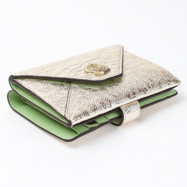 サン ヒデアキ ミハラ 財布 2つ折り 本革 レオパード柄 メタリック 日本製 正規品 全体