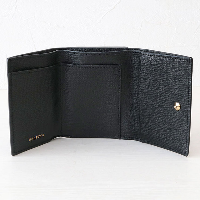 オルセット 財布 ORSETTO TIMBRO 3つ折 財布 ファスナーポケット 付き 03-001-03 BLACK ブラック 内側 カード
