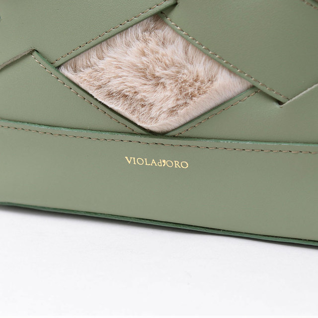 ヴィオラドーロ violadoro ファーバッグ トート 巾着 メッシュ 手提げ モコモコ かわいい ロゴ