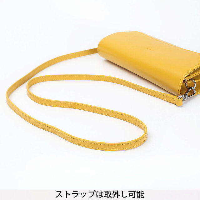 yahki ヤーキ バッグ ショルダー ミニサイズ 床革 コンパクト 四角 薄型 財布 ストラップ