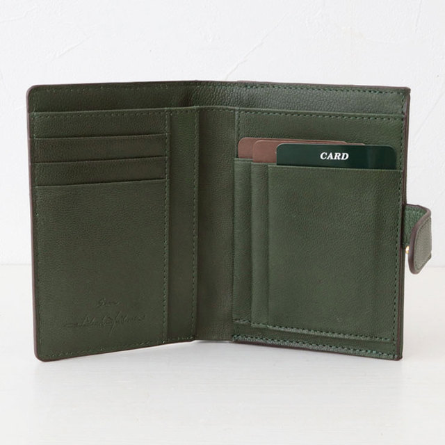 サン ヒデアキ ミハラ SAN HIDEAKI MIHARA AGING メール型 2つ折り財布 SFO GREEN グリーン 内側 カード ポケット
