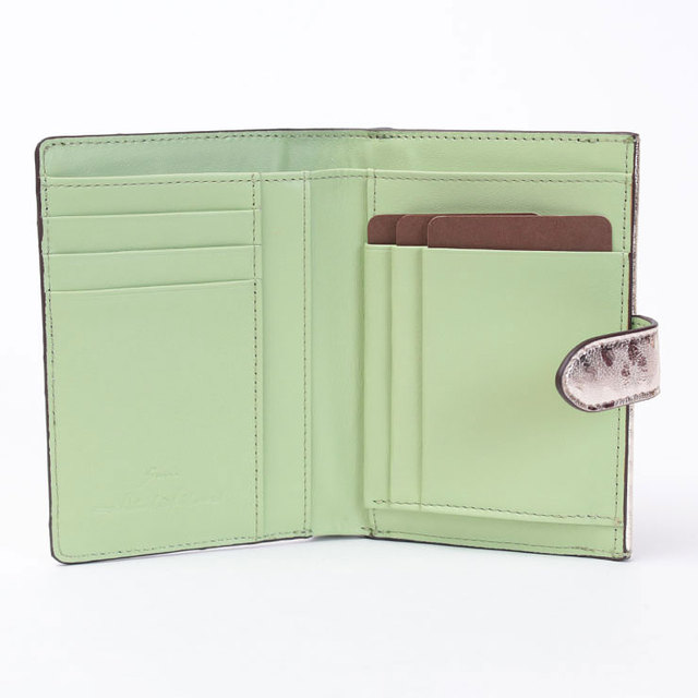 サン ヒデアキ ミハラ 財布 2つ折り 本革 レオパード柄 メタリック 日本製 正規品 内側