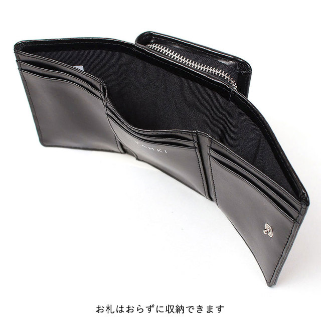 YAHKI ヤーキ 三つ折 財布 YH-207 小さい 艶感 床革 シンプル 折財布 おしゃれ お札 ポケット
