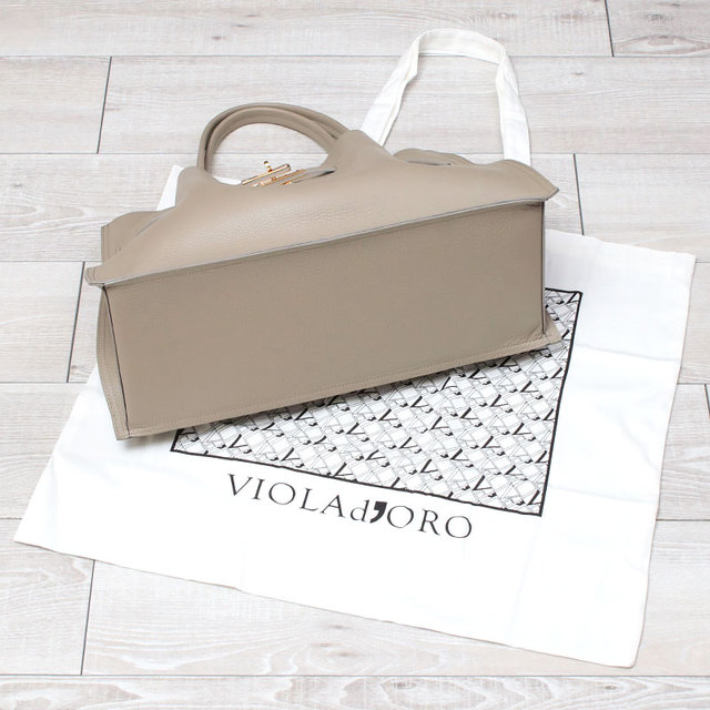 violadoro ヴィオラドーロ レザーバッグ トート 軽い お洒落 ベルトデザイン オフィス 通勤 底面と保存袋
