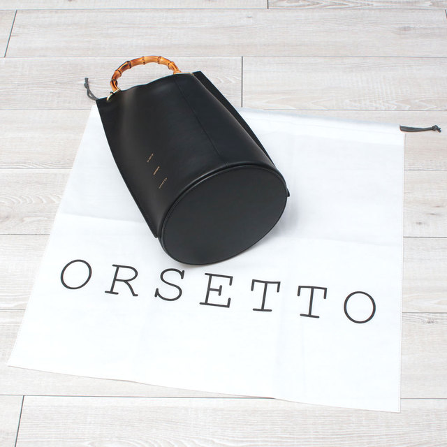 オルセット ORSETTO バッグ バケツ 安定 バンブー 縦型 レザー 上品 お洒落 上質 底面