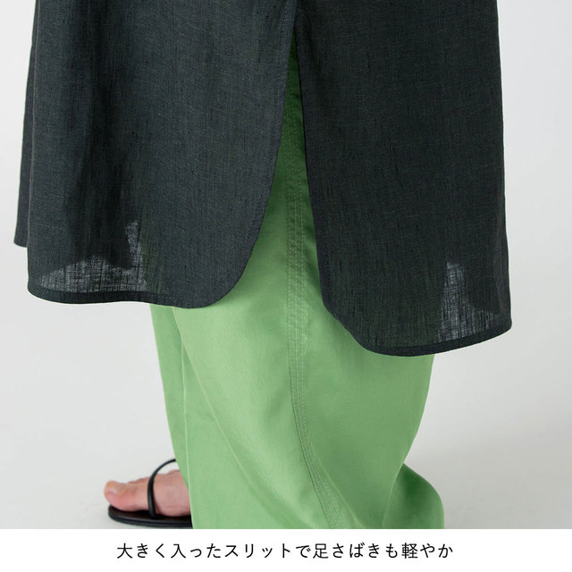 TICCA ティッカ ワンピース リネン ロング丈 シャツワンピ 半袖 裾