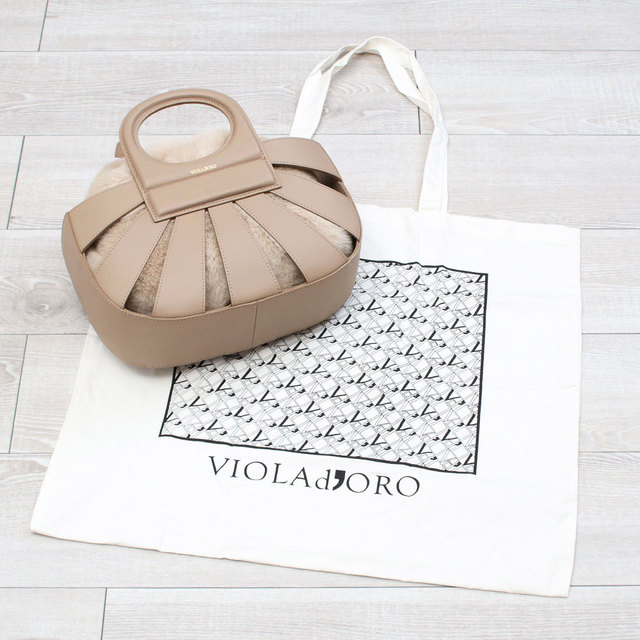 violadoro ヴィオラドーロ ファーバッグ レザー モコモコ トート 可愛い おしゃれ 軽い 日本製 巾着 ELMO V8543 底面 保存袋