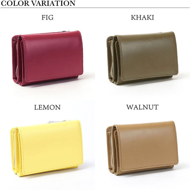 YAHKI ヤーキ 三つ折 財布 YH-207 小さい 艶感 床革 シンプル 折財布 おしゃれ カラーバリエーション