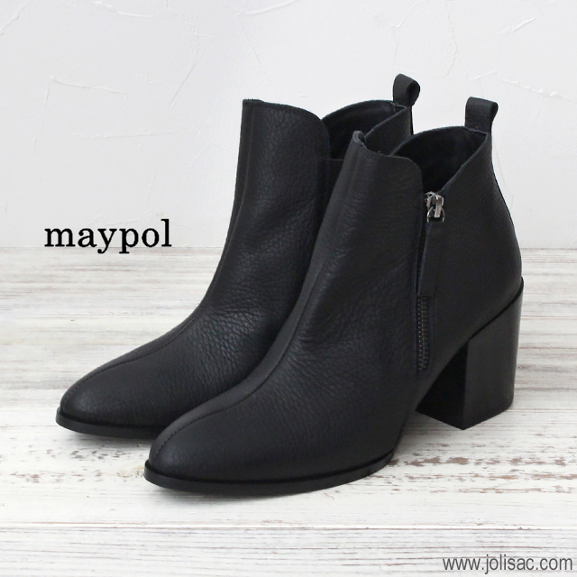MAYPOL　メイポール　izzy　サイドゴア　ショート　ブーツ　マニッシュ　牛革　BLACK　ブラック